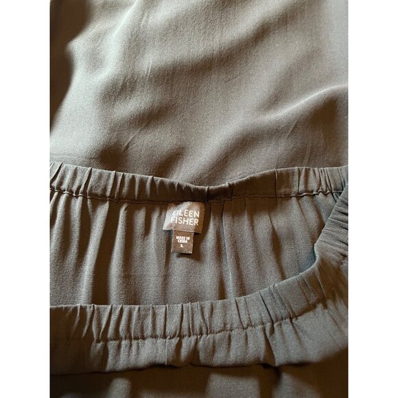 Eileen Fisher Long Maxi Skirt Large Black SILK Flowy Classic Flat Front $398 - Picture 5 of 7